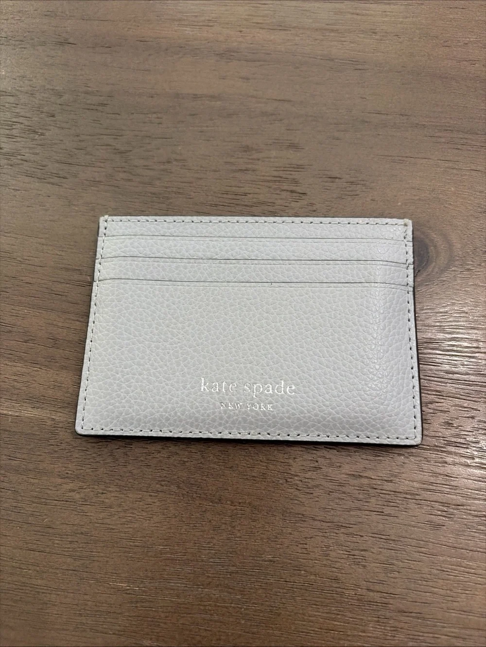 kate spade Leather Card Case in Light Gray